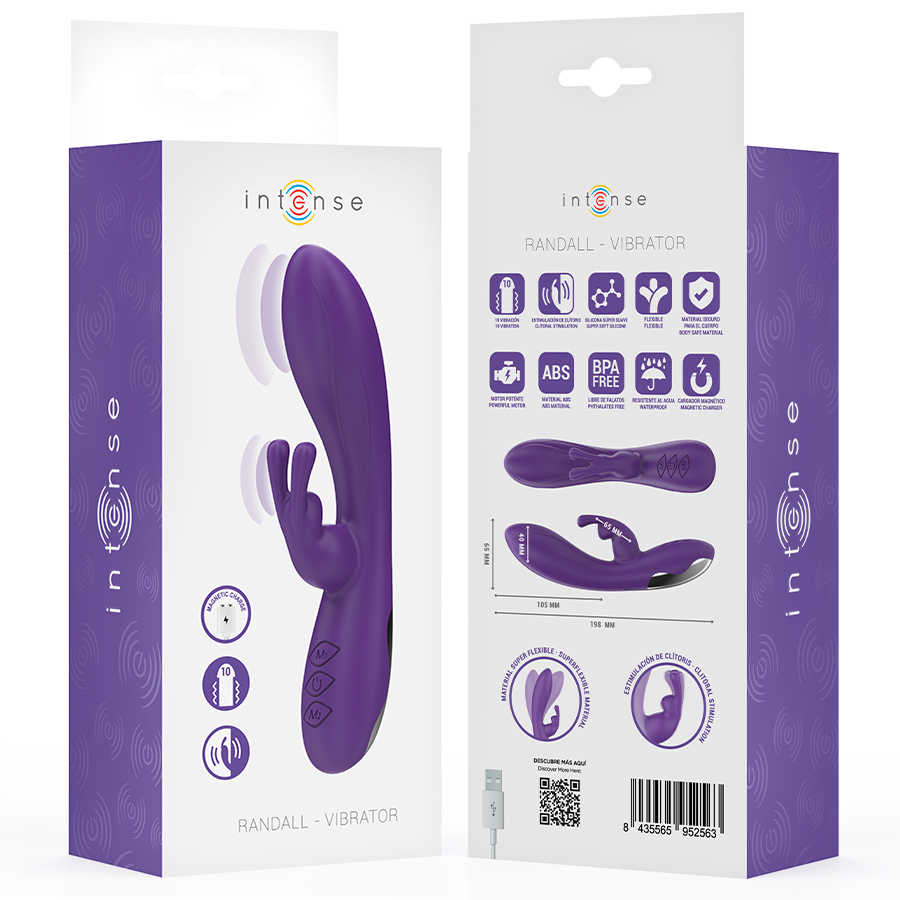 Intense Randall Rabbit Vibrator Lila – 10 Vibrationen, G-Punkt & Klitoris Produktansicht und Details