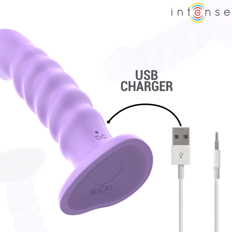 INTENSE - BRENDA VIBRATOR GRÖSSE M SPIRALENDESIGN 10 VIBRATIONEN LILA FERNBEDIENUNG Vibrator diskret online kaufen