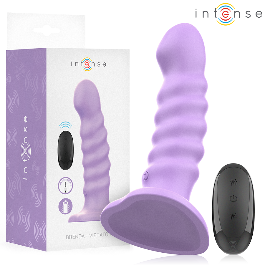 INTENSE - BRENDA VIBRATOR GRÖSSE M SPIRALENDESIGN 10 VIBRATIONEN LILA FERNBEDIENUNG Vibrator diskret online kaufen
