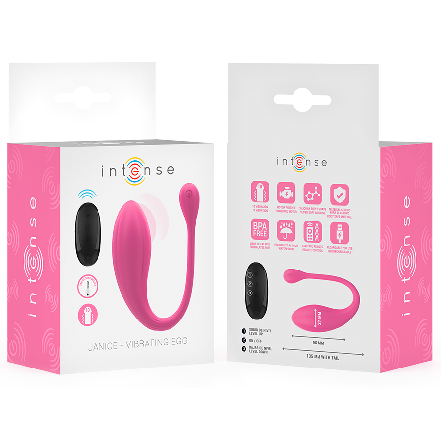 INTENSE Janice U-Vibrator | Doppelstimulation, Rosa, Fernbedienung Produktansicht und Details