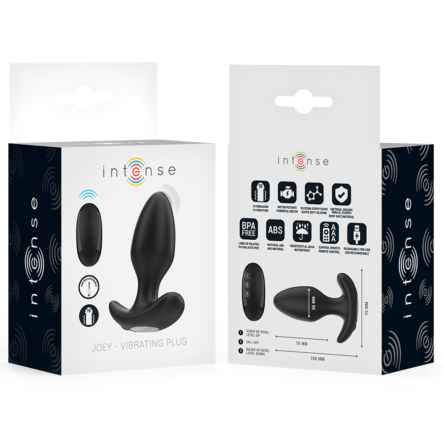 INTENSE JOEY Analplug Schwarz – 10 Vibrationsmodi mit Fernbedienung | Secret Pulse Produktansicht und Details