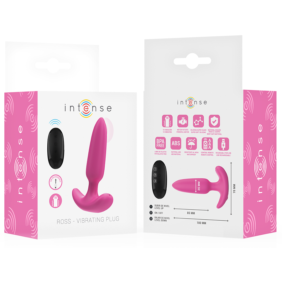 INTENSE ROSS Analplug Rosa – 10 Vibrationsmodi mit Fernbedienung | Secret Pulse Produktansicht und Details