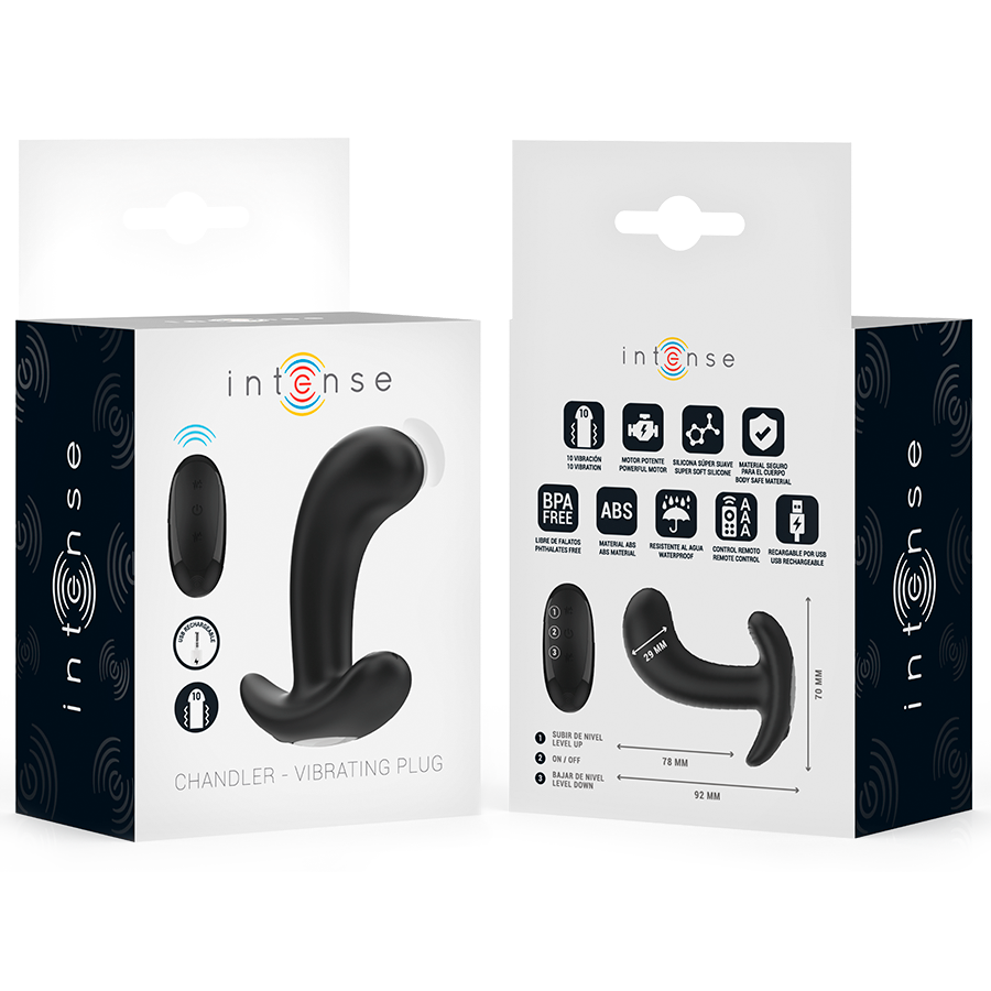 INTENSE CHANDLER Analplug Schwarz – 10 Vibrationsmodi mit Fernbedienung | Secret Pulse Produktansicht und Details