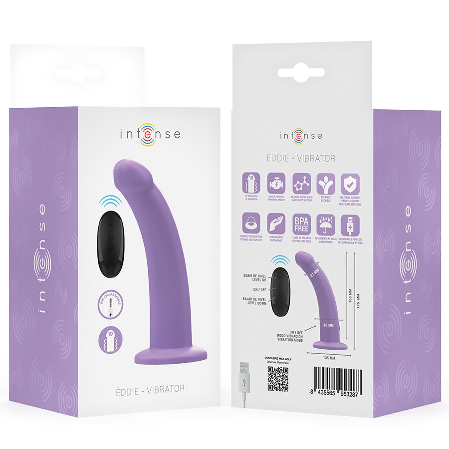 Intense Eddie Vibrator 17,5 cm – 10 Vibrationsmodi, Fernbedienung, USB, wasserdicht Produktansicht und Details