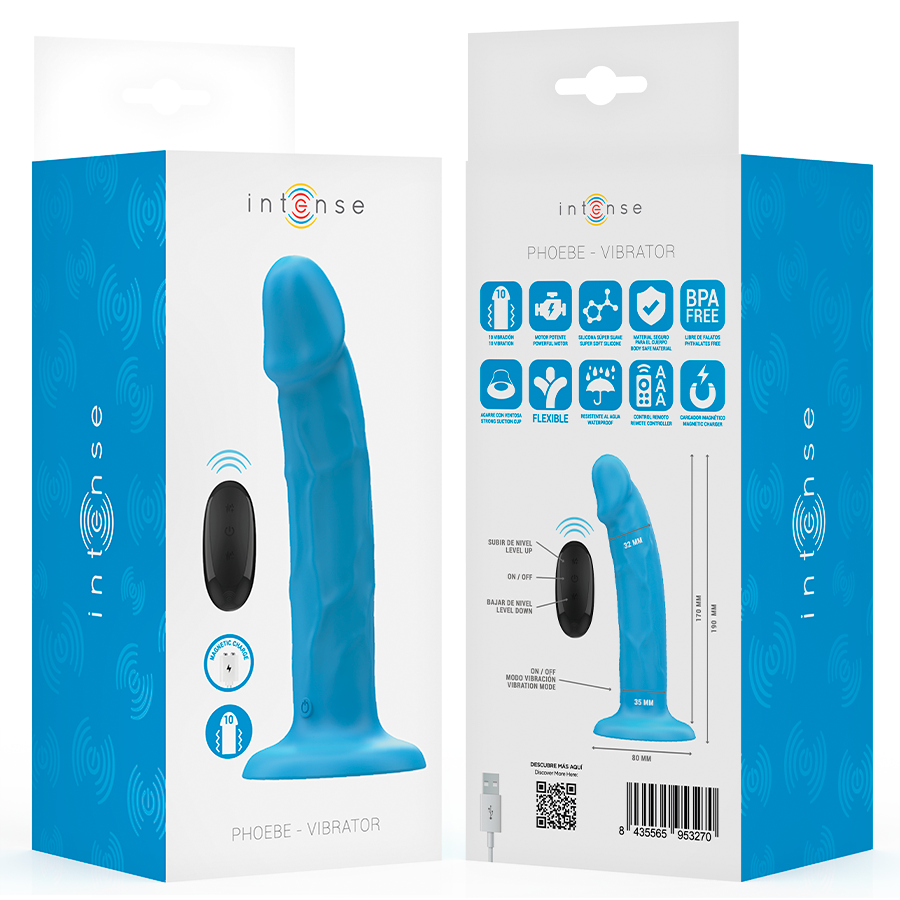 Intense Phoebe Realistischer Vibrator 19 cm – 10 Vibrationsmodi, Fernbedienung, wasserdicht Produktansicht und Details