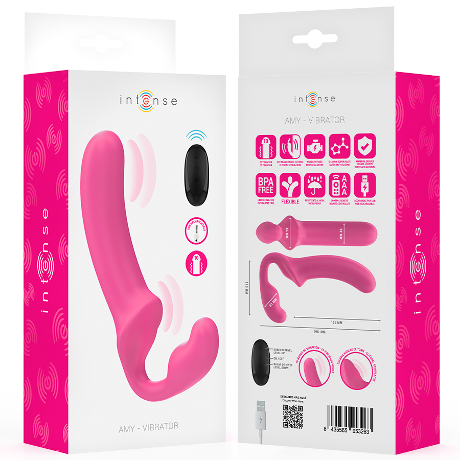 Intense Amy Doppelvibrator 20 cm – 10 Vibrationsmodi, Fernbedienung, wasserdicht Produktansicht und Details