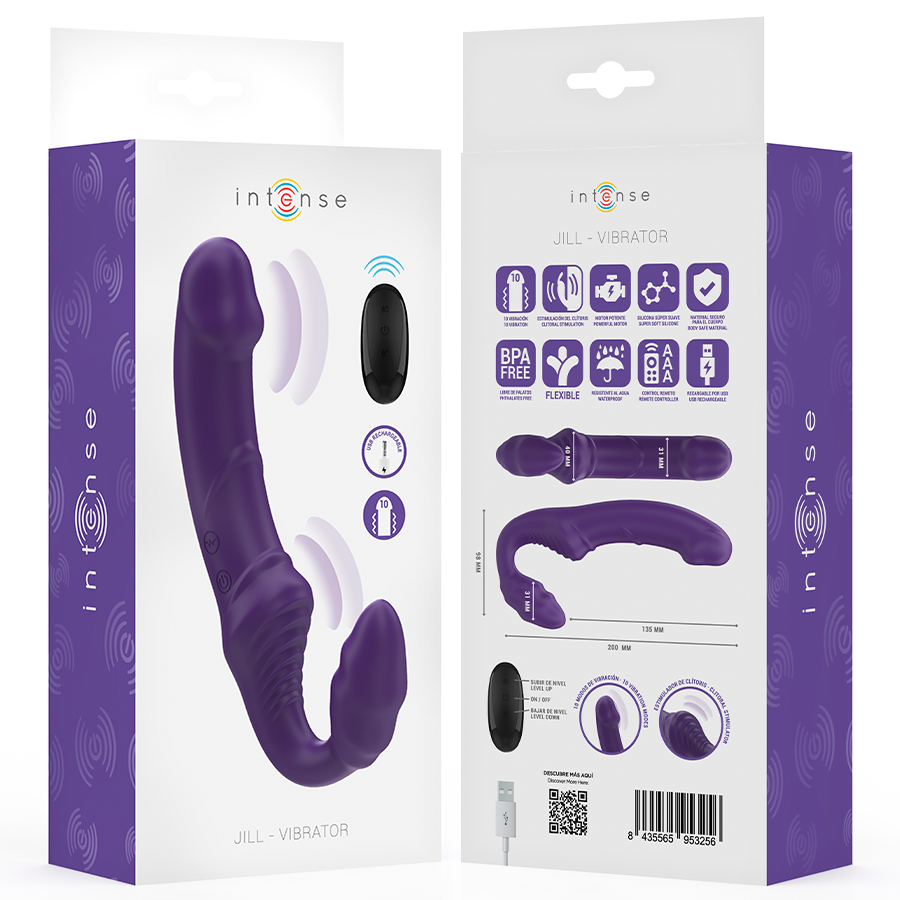 INTENSE - JILL DOPPELVIBRATOR 20 CM LILA FERNBEDIENUNG Produktansicht und Details