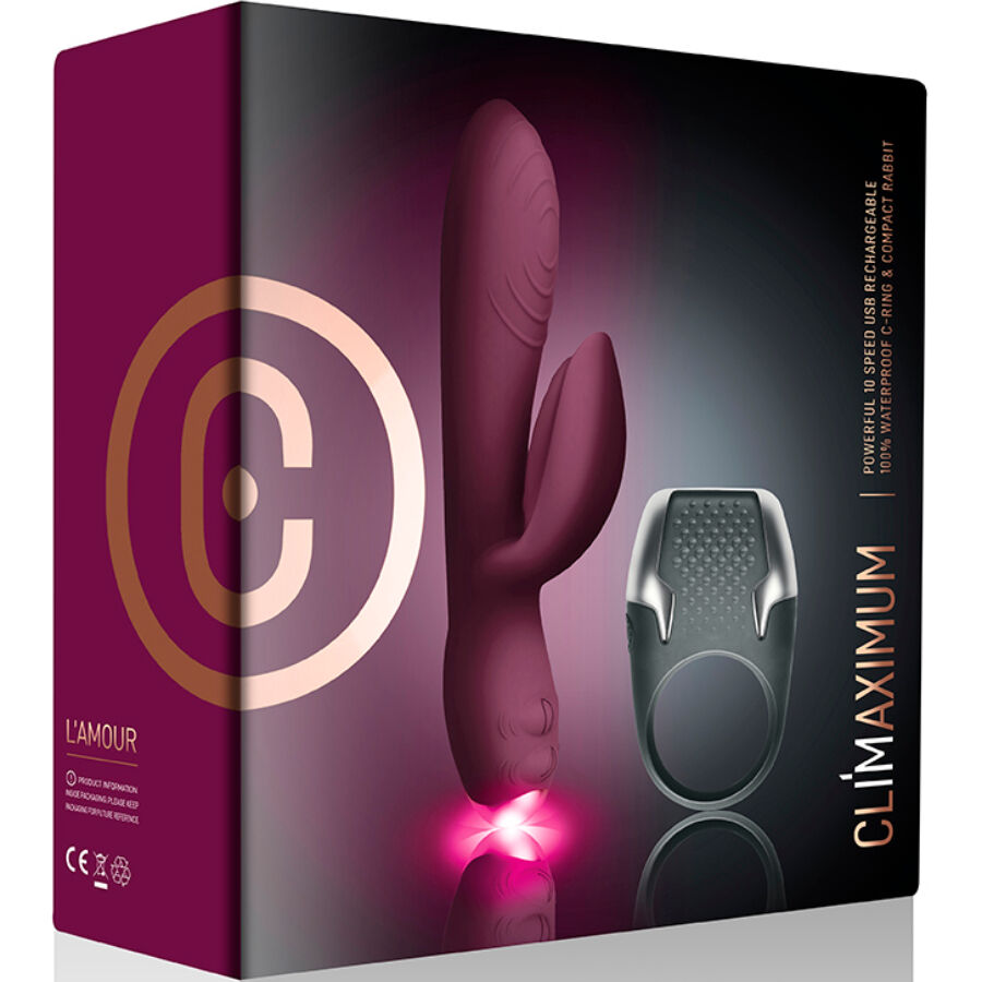 CLIMAXIMUM Lamour Kit – Rabbit Vibrator + LED-Penisring | Paarvibrator, USB wiederaufladbar für sinnliche Momente