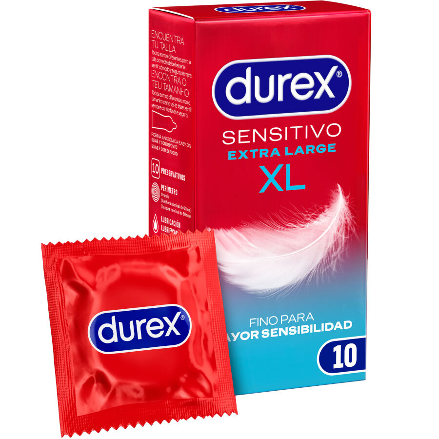 Durex Sensitive XL Kondome 56 mm – 10er-Pack, ultradünn & komfortabel für Schutz und angenehmes Gefühl