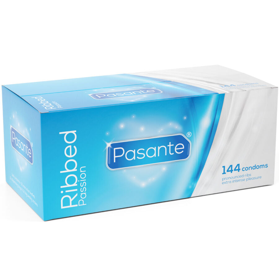Pasante Ribbed Passion Kondome 144 Stück – Gerippte Kondome, Nennweite 52 mm Kondome diskret online kaufen