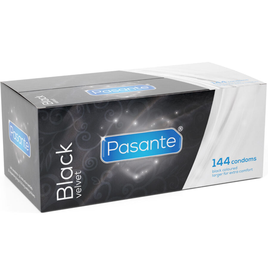 Pasante Black Velvet Kondome 144 Stück – Schwarze Kondome, Nennweite 56 mm Kondome diskret online kaufen