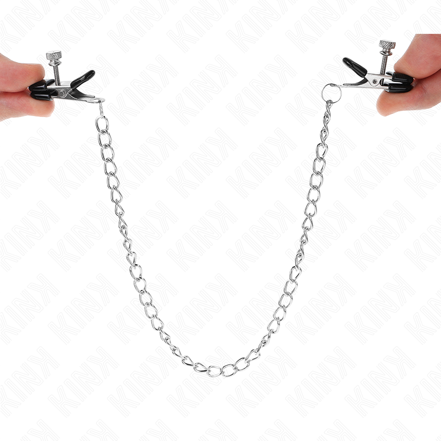 KINK Flache Kette Nippelklemmen Silber 34 cm – Verstellbare BDSM Brustklemmen | Secret Pulse hochwertiges Zubehör