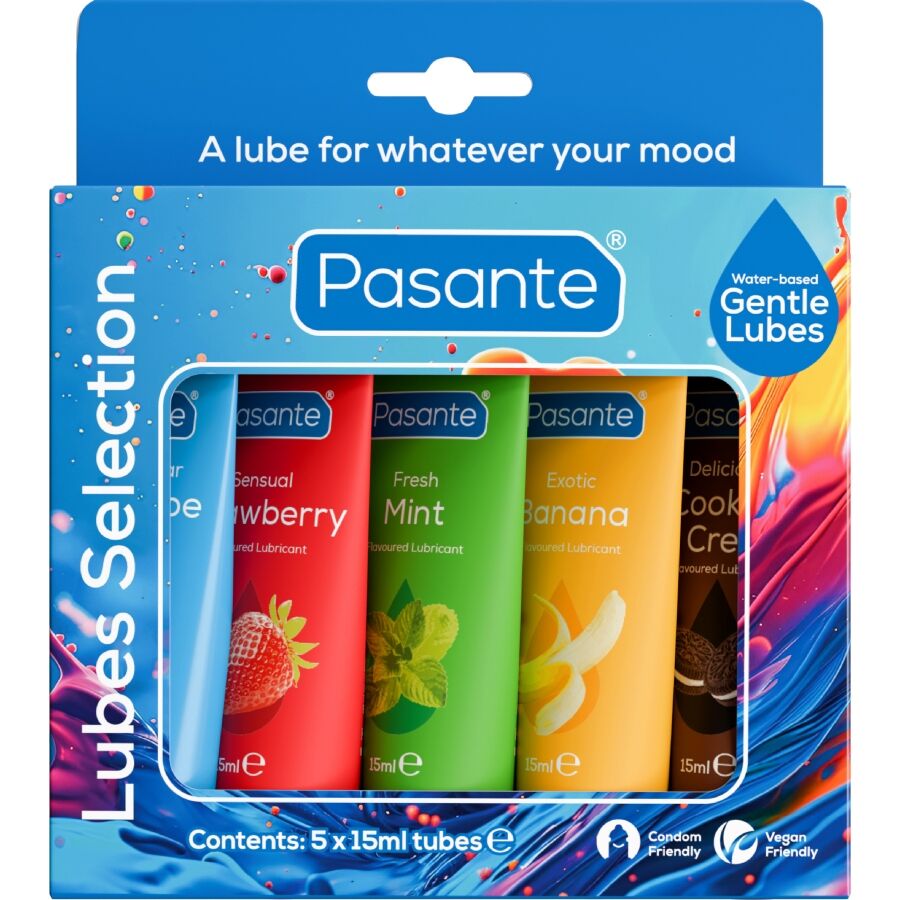 PASANTE - PACKUNG SORTIERTE SCHMIERMITTEL MIT GESCHMACK 5 EINHEITEN X 15 ML für geschmeidige intime Momente