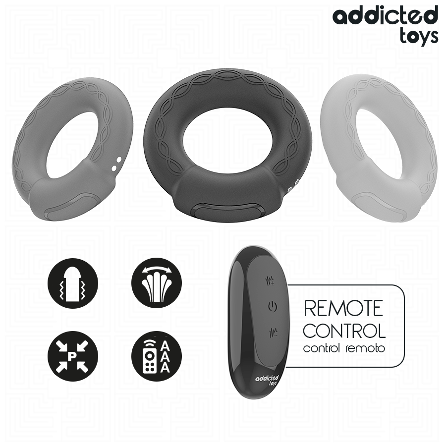 ADDICTED TOYS - VIBRIERENDER COCKRING MIT WÄRMEEFFEKT UND FERNBEDIENUNG Produktansicht und Details