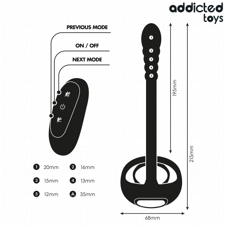 ADDICTED TOYS - P-SPOT VIBRIERENDER COCK RING MIT FERNBEDIENUNG Produktansicht und Details