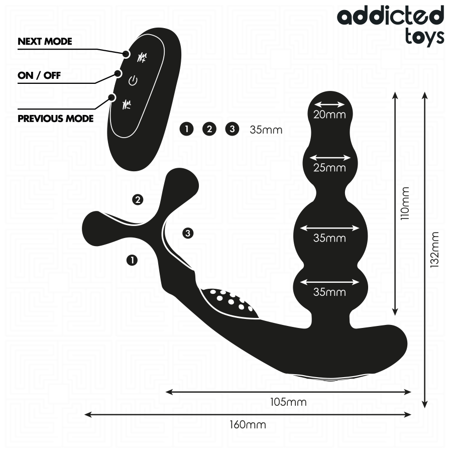 ADDICTED TOYS – ROTIERENDER PROSTATAMASSAGEGERÄT MIT FERNBEDIENUNG Produktansicht und Details