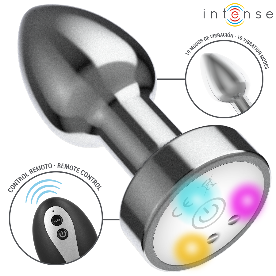 Vibrierender Metall Analplug mit LED & Fernbedienung Größe S | Intense Produktansicht und Details