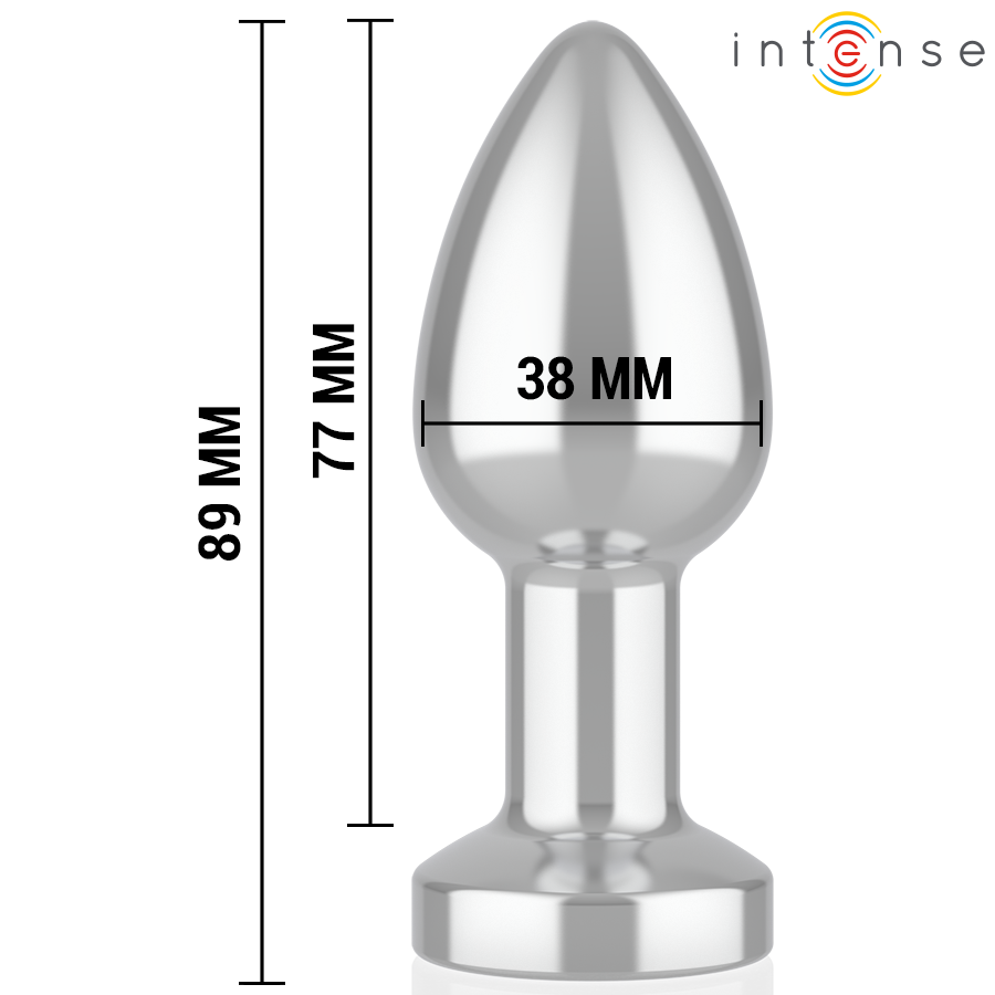 INTENSE - VIBRIERENDER ANALPLUG AUS METALL MIT LED-LEUCHTEN UND FERNBEDIENUNG - GRÖSSE M hochwertiges Intimtoy