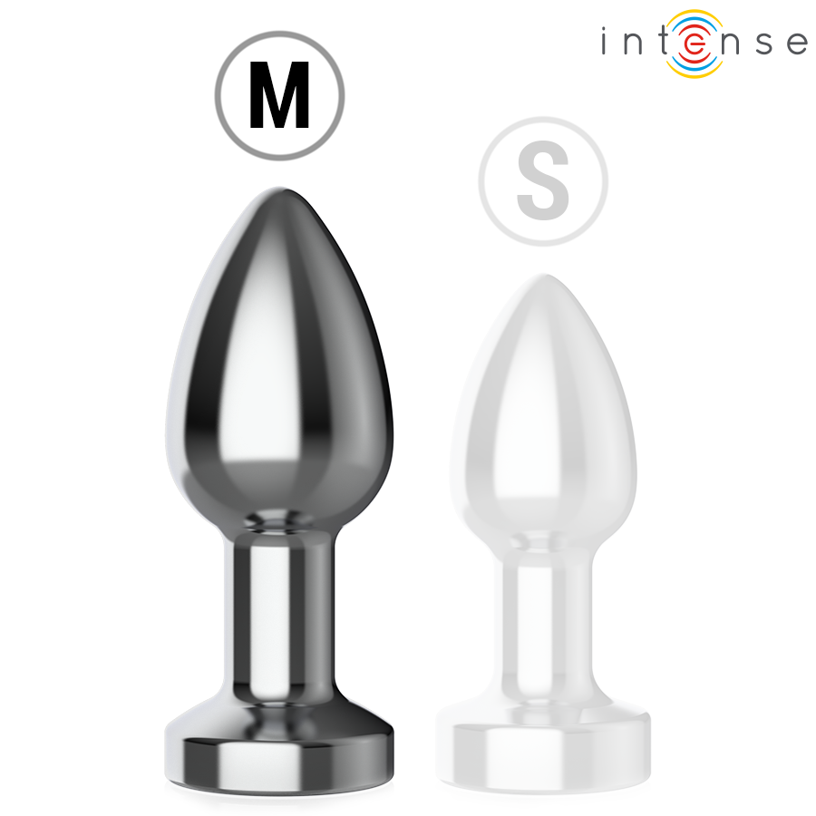 INTENSE - VIBRIERENDER ANALPLUG AUS METALL MIT LED-LEUCHTEN UND FERNBEDIENUNG - GRÖSSE M Produktansicht und Details
