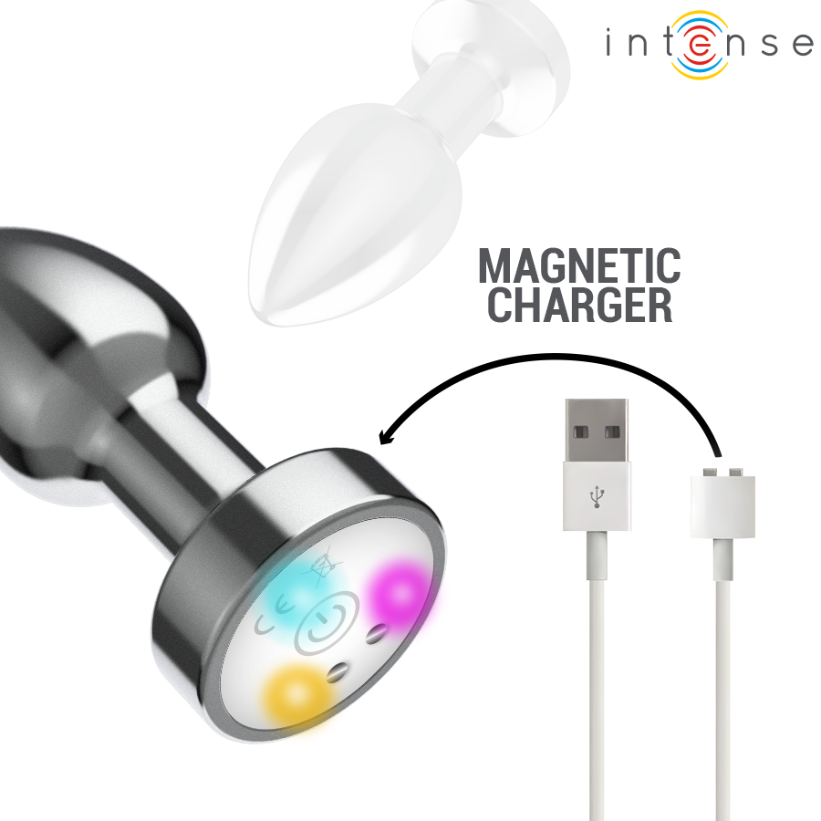 INTENSE - VIBRIERENDER ANALPLUG AUS METALL MIT LED-LEUCHTEN UND FERNBEDIENUNG - GRÖSSE M Analplug diskret online kaufen
