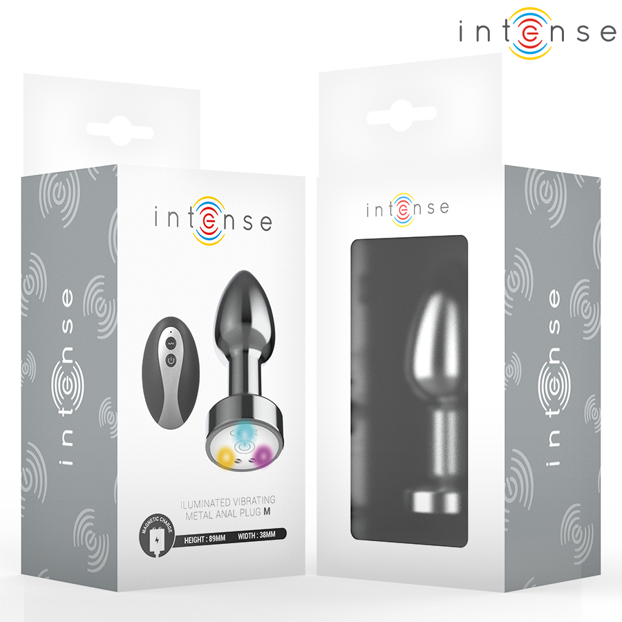 INTENSE - VIBRIERENDER ANALPLUG AUS METALL MIT LED-LEUCHTEN UND FERNBEDIENUNG - GRÖSSE M bei Secret Pulse im Erotikshop