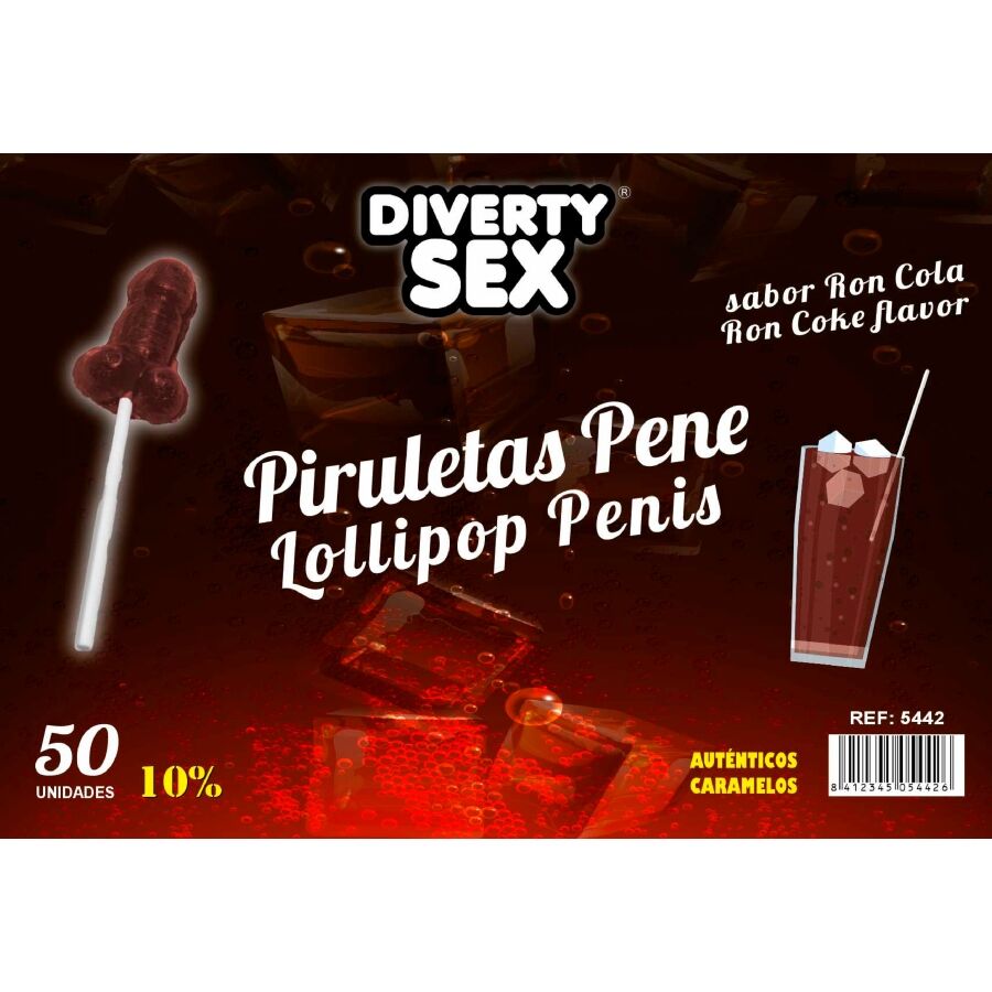 DIABLO GOLOSO – 50 Penis-Lollipops Rum-Cola 10 % Alkohol | Party – Erotik-Süßigkeit von Secret Pulse