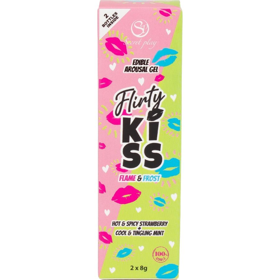 SecretPlay Flirty Kiss Lippen-Gel 16 g – Erdbeere & Minze, essbar & stimulierend für Komfort und sinnliche Anwendung