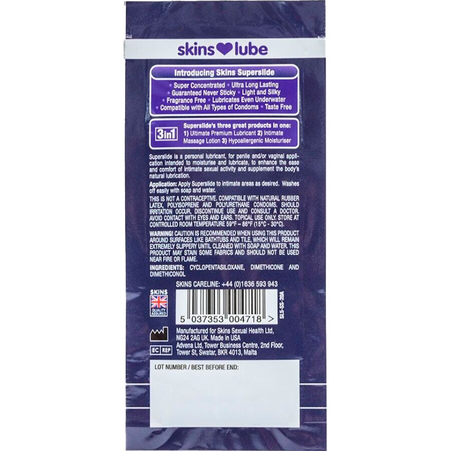 SKINS – SUPERSLIDE Silikonbasiertes Gleitmittel, Einzeldosis 5 ml – Erotik-Zubehör Bild 2