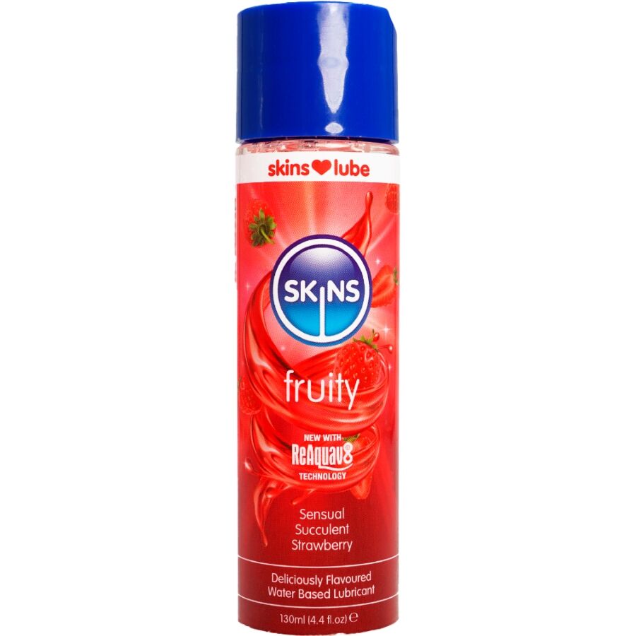 SKINS Erdbeer Gleitgel 130 ml – Wasserbasiert & Vegan wasserbasiertes Gleitgel diskret online kaufen