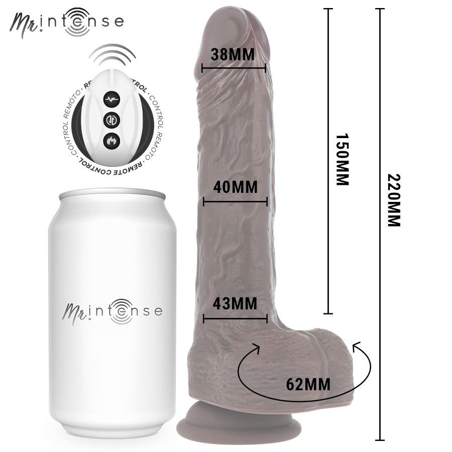 MR INTENSE – MATT REALISTISCHES MULTIFUNKTIONS-MOTOR MIT VIBRATION, AUF- UND AB-FERNBEDIENUNG, 22 CM – O – 4 CM – Erotik-Zubehör Bild 6
