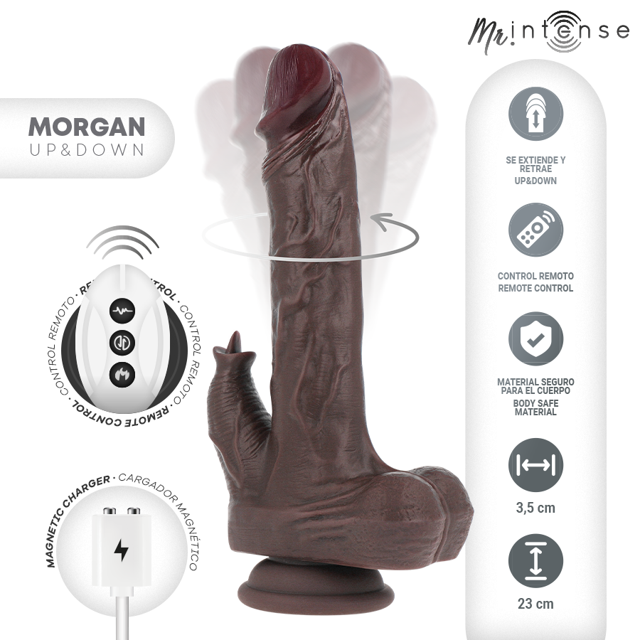MR INTENSE – REALISTISCHER MULTIFUNKTIONS-MORGAN MIT VIBRATION UND AUF- UND AB-FERNBEDIENUNG 23 CM – O – 3,5 CM – Erotik-Zubehör Bild 2