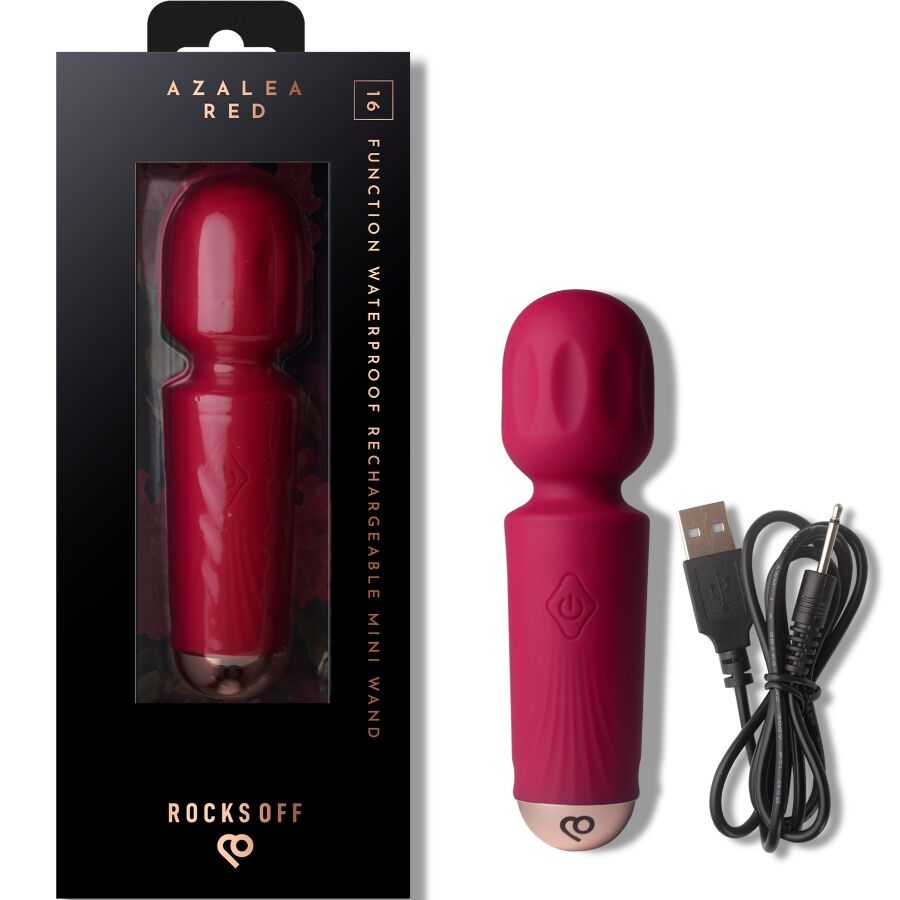 ROCKS-OFF – WIEDERAUFLADBARER MINI-ZAUBERSTAB MIT 16 FUNKTIONEN, AZALEENROT – Erotik-Zubehör Bild 2