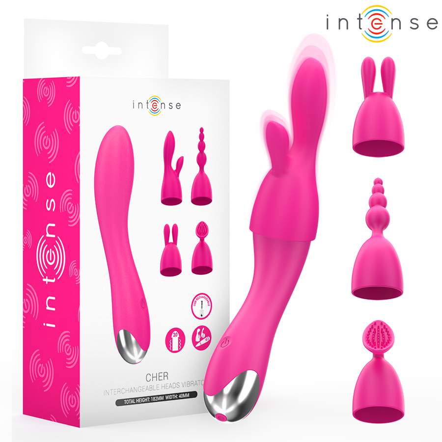 INTENSE - CHER VIBRATOR MIT 20 MUSTER UND AUSTAUSCHBAREN AUFSÄTZEN Vibrator diskret online kaufen