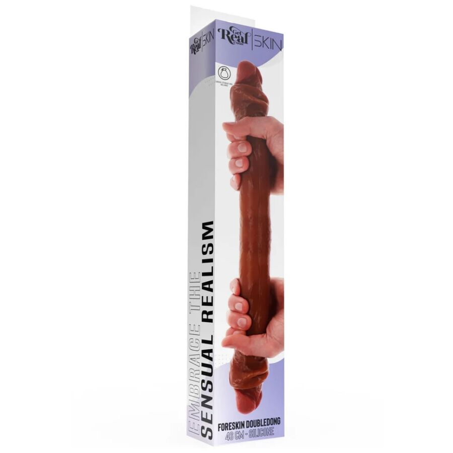 GET REAL - DOPPELENDES SILIKON-DILDO KARAMELL 46 CM für sinnliche und diskrete Momente
