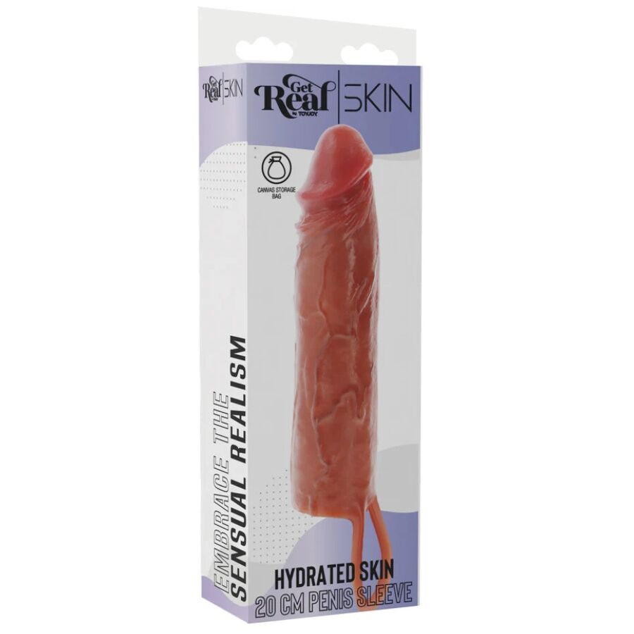 GET REAL - HYDRIERTE HAUT SILIKON-PENISHÜLLE KARAMELLN 20 CM – Penishülle Bild 5
