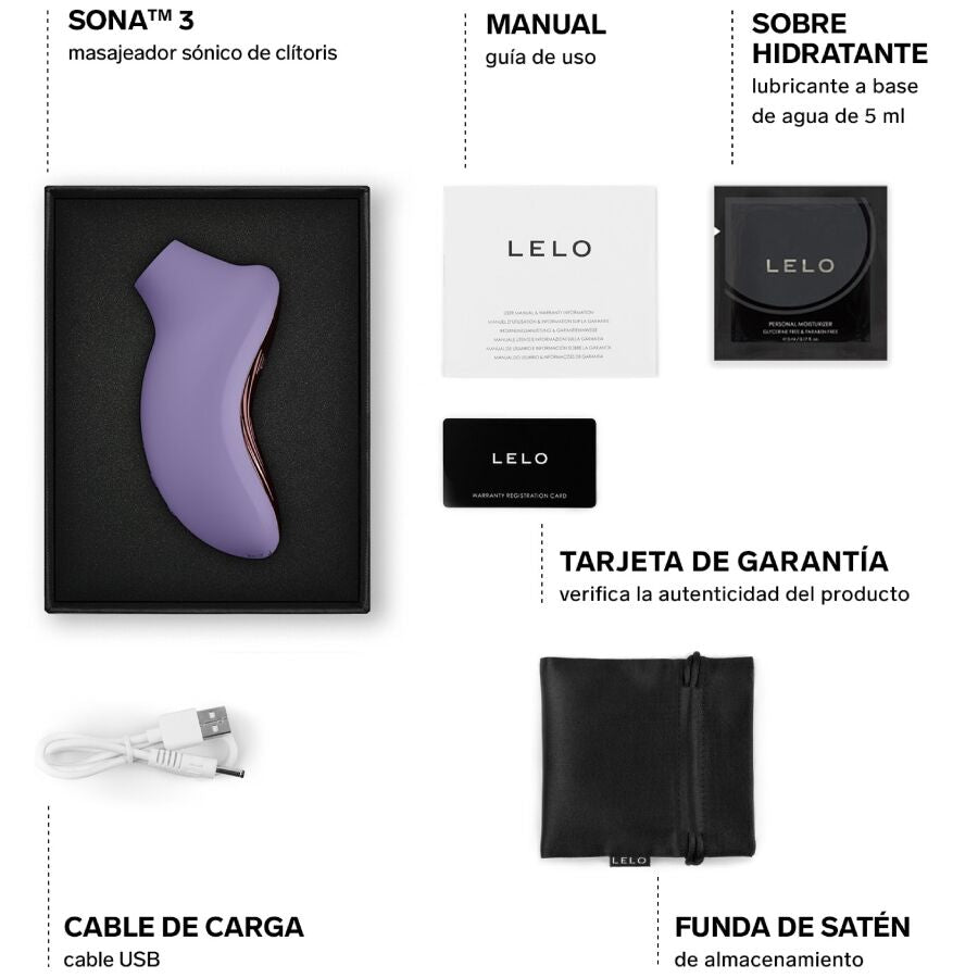 LELO Sona 3 Sonic Clitoral Massager Violet Dusk – SenSonic™ & Cruise Control™ | Secret Pulse Klitorisstimulator Produktansicht und Details
