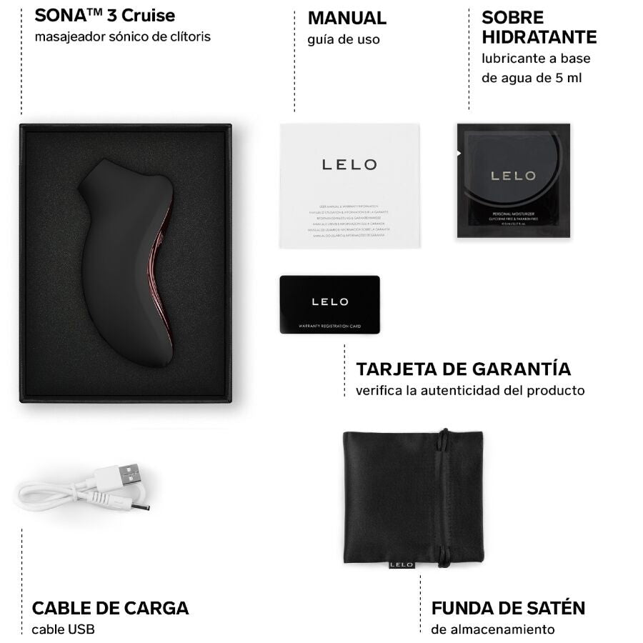 LELO Sona 3 Cruise Klitoralmassager Schwarz – SenSonic™ & Cruise Control™ | Secret Pulse Massager Vibrator Produktansicht und Details