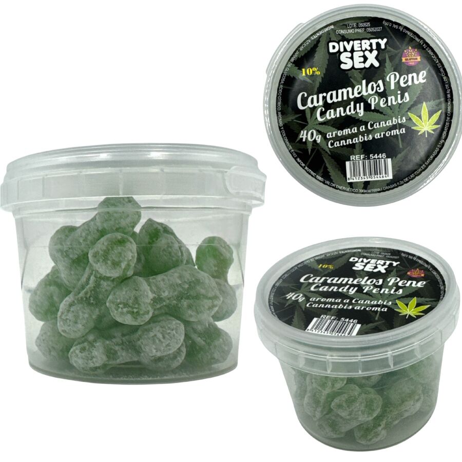 DIABLO GOLOSO – 20 Penis-Bonbons Cannabis-Aroma | Lustige Süßigkeit – Erotik-Süßigkeit Bild 1