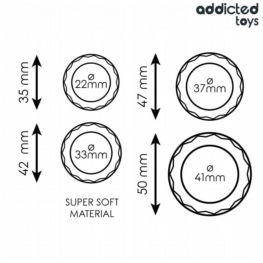 ADDICTED TOYS - SET MIT STRUKTURIERTEM COCKRING IN 4 GRÖSSEN hochwertige Produktabbildung