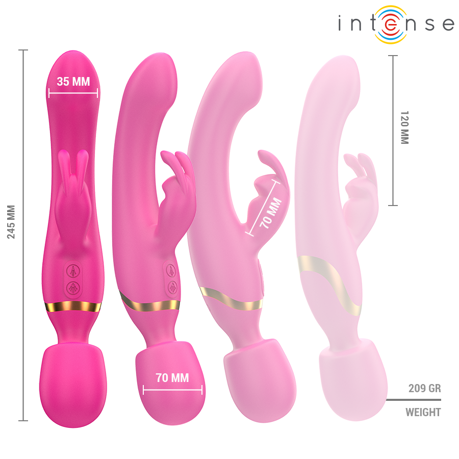 INTENSE Winona Doppelvibrator Hase & Stab – 10 Vibrationsmodi & USB-Aufladung | Secret Pulse Produktansicht und Details