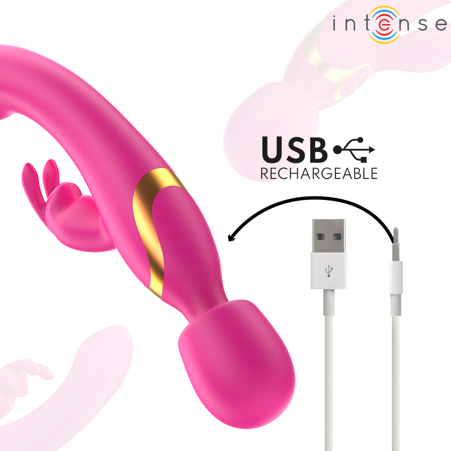 INTENSE Winona Doppelvibrator Hase & Stab – 10 Vibrationsmodi & USB-Aufladung | Secret Pulse hochwertiges Sextoy bei Secret Pulse