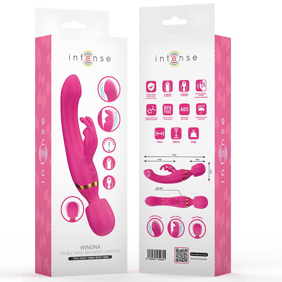 INTENSE Winona Doppelvibrator Hase & Stab – 10 Vibrationsmodi & USB-Aufladung | Secret Pulse hochwertiges Sextoy bei Secret Pulse