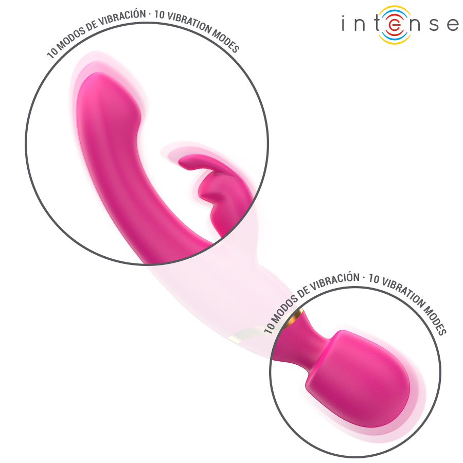 INTENSE Winona Doppelvibrator Hase & Stab – 10 Vibrationsmodi & USB-Aufladung | Secret Pulse für sinnliche Momente allein oder zu zweit