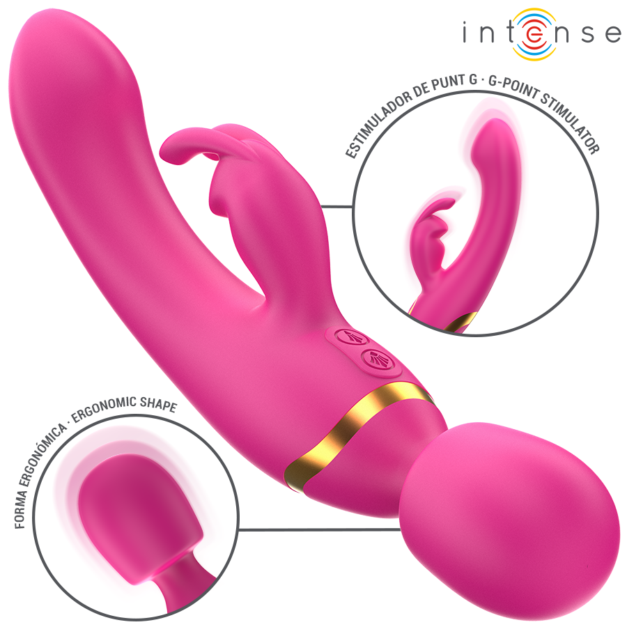 INTENSE Winona Doppelvibrator Hase & Stab – 10 Vibrationsmodi & USB-Aufladung | Secret Pulse Produktansicht und Details