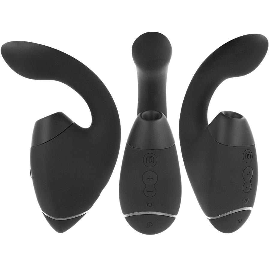 WOMANIZER - DUO NEXT DOPPELTER KLITORIS- & G-PUNKT-STIMULATOR SCHWARZ Detailansicht bei Secret Pulse