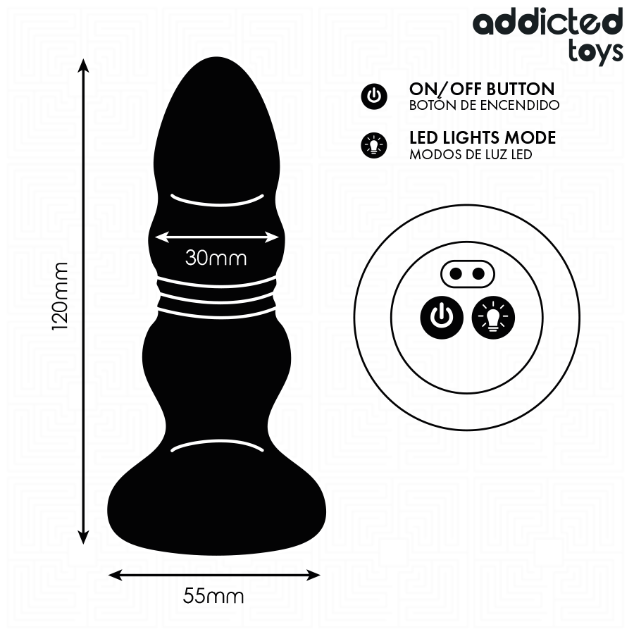 ADDICTED TOYS – ROTIERENDER VIBRIERENDER ANALPLUG MIT LED-LICHT UND FERNBEDIENUNG Analplug diskret online kaufen