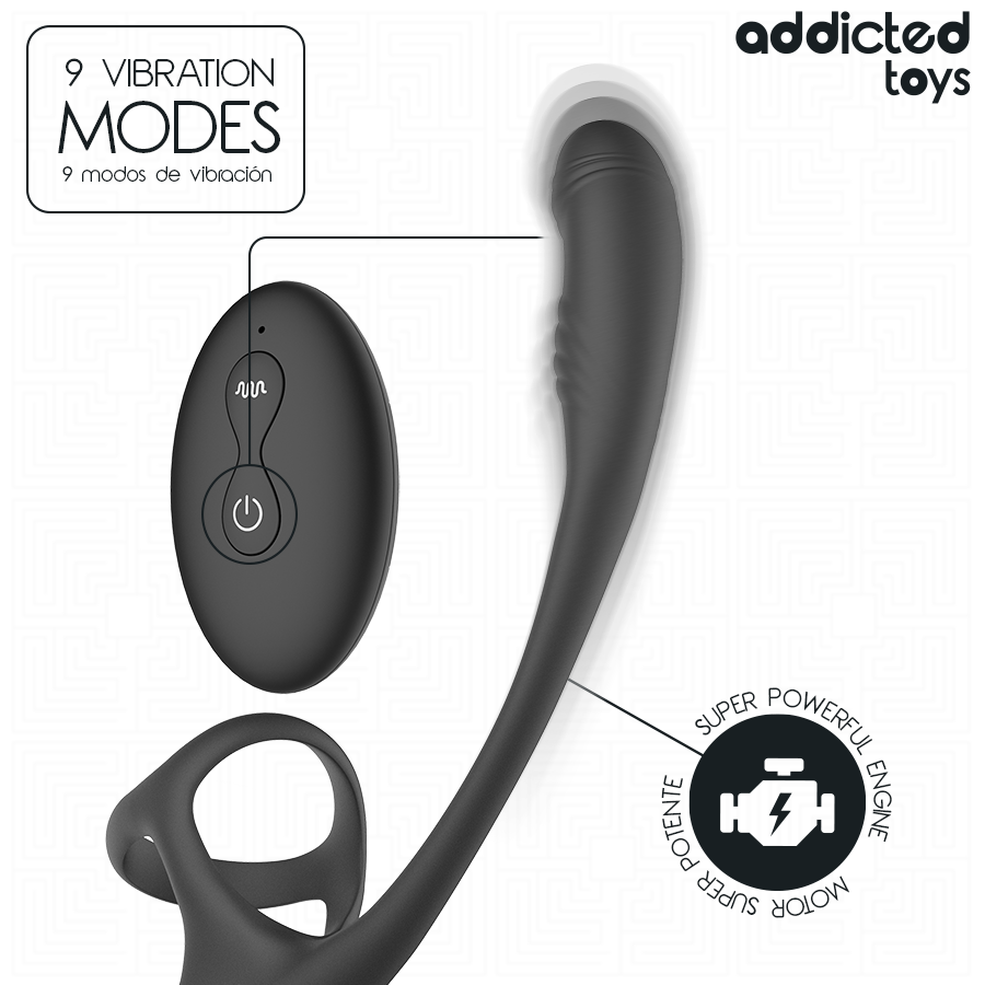 ADDICTED TOYS – ANALPLUG MIT VIBRATION, 360°-WELLUNG UND HODENSTIMULATOR Produktansicht und Details