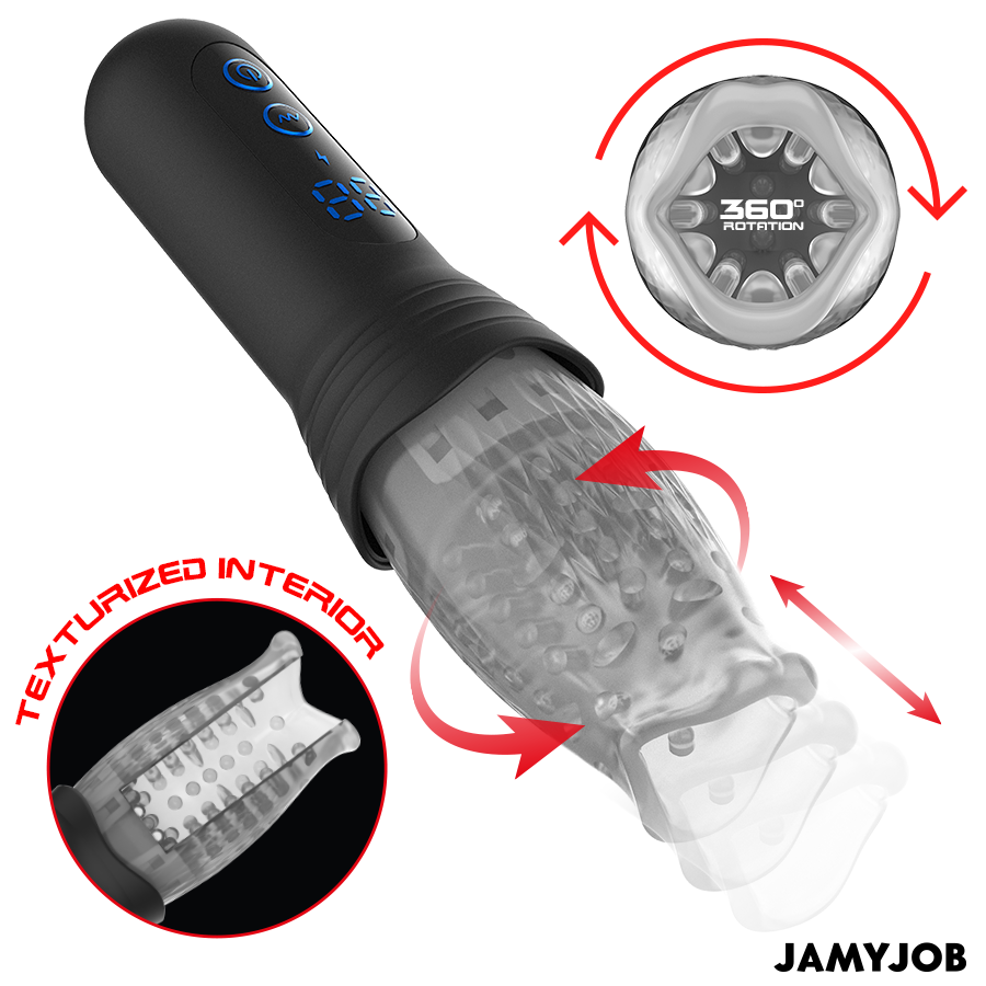 JAMYJOB - BLOW-R MASTURBATOR MIT STOSS- UND ROTATIONSFUNKTION Produktansicht und Details