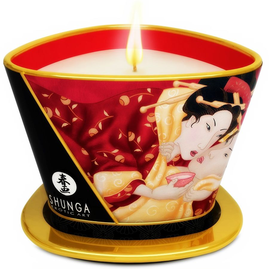 SHUNGA - MINI CARESS BY CANDELIGHT ERDBEERE UND CAVA MASSAGEKERZE 170 ML Massagekerze diskret online kaufen