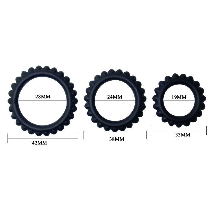 BAILE - TITAN SET 3STK COCKRING SCHWARZ 2.8 + 2.4 + 1.9 CM für sinnliche Momente